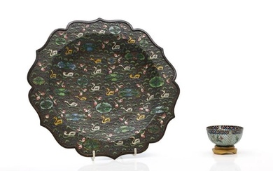 A Chinese cloisonné plate