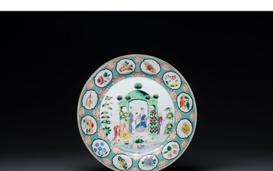 A Chinese famille rose 'arbor' plate after a design by Corne...