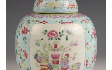 A Chinese porcelain clair-de-lune ground ginger jar and cove...