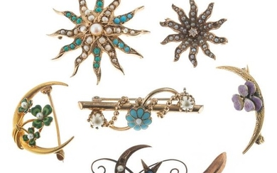 A Collection of Victorian Pearl & Enamel Pins