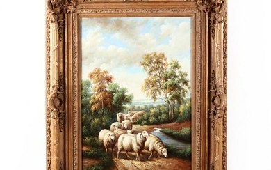 A Contemporary Decorative Painting of Sheep in a