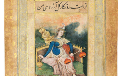A EUROPEAN LADY WITH A VINA, MUGHAL INDIA, CIRCA 1610