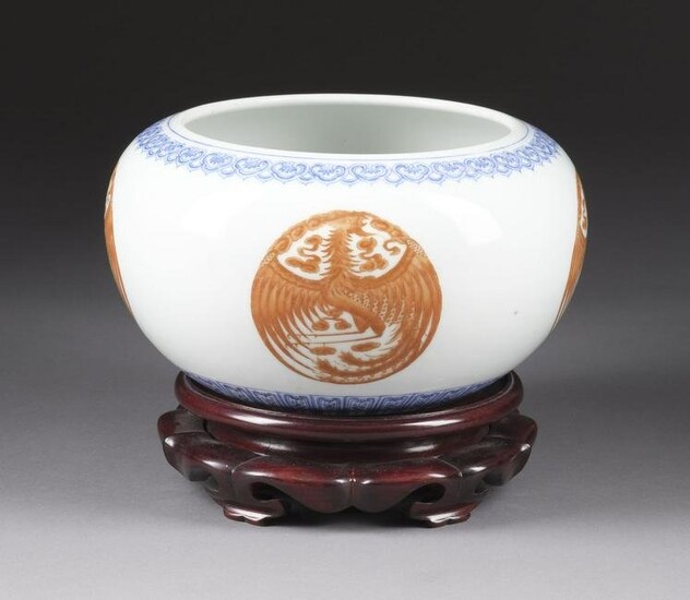 A FAMILLE ROSE DECORATED 'PHOENIX MEDALLION' BOWL