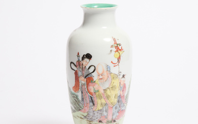 A Famille Rose 'Longevity' Vase, Republican Period (1912-1949)