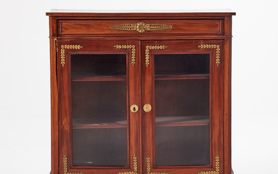 A French display cabinet, circa 1900, mahogany veneer, bronze fittings.