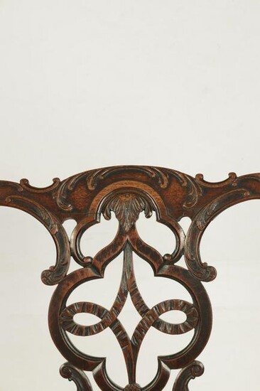 A GEORGE III MAHOGANY CHIPPENDALE STYLE SIDE CHAIR with