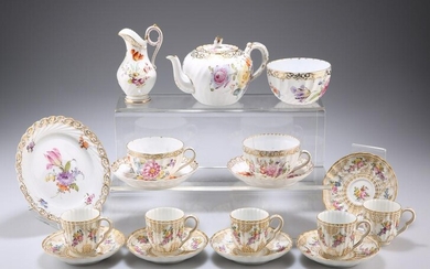 A GROUP OF DRESDEN PORCELAIN TEA AND COFFEE WARES