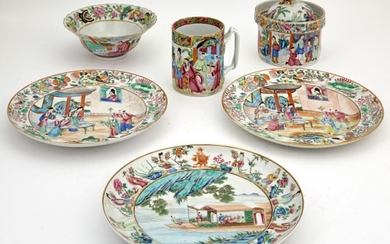 A Group of Chinese Export Famille Rose Porcelain Articles