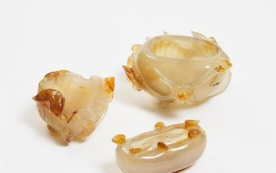 A Group of Three Agate Water Droppers, 19th/20th