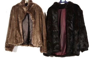 A Korea rabbit fur coat and two simulated fur coats.