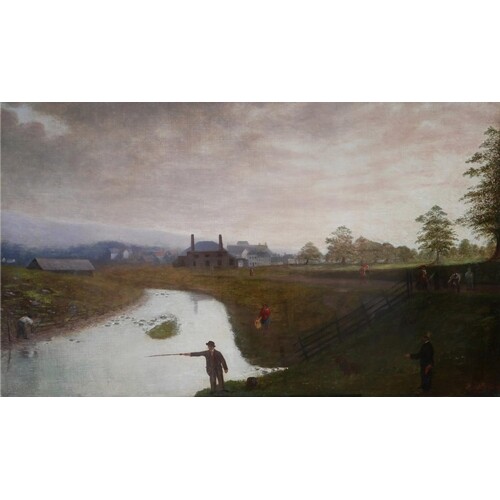 A LARGE 19TH CENTURY OIL ON CANVAS American provincial schoo...
