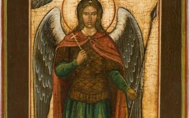 A LARGE ICON SHOWING THE ARCHANGEL MICHAEL Russian