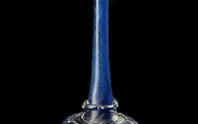 A LARGE MOULD-BLOWN BLUE GLASS BOTTLE-VASE OR