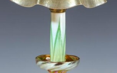 A LOUIS COMFORT TIFFANY GOLD FAVRILE CANDLE LAMP