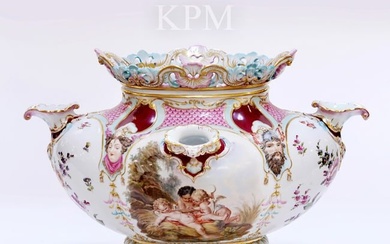 A Large 19th C. Berlin KPM Hand Painted Porcelain Vase/Centerpiece