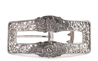 A Large Antique Sterling Silver Belt Buckle