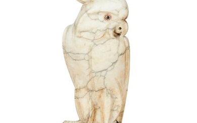 A MARBLE CARVING OF A COCKATOO
