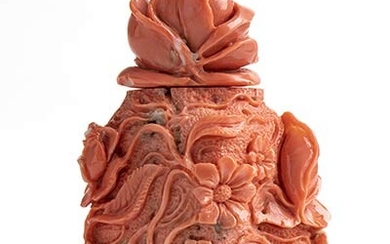 A Momo or Cerasuolo coral (Corallium Elatius) bottle shaped sculpture....