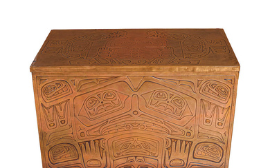 A Northwest Coast copper-clad chest