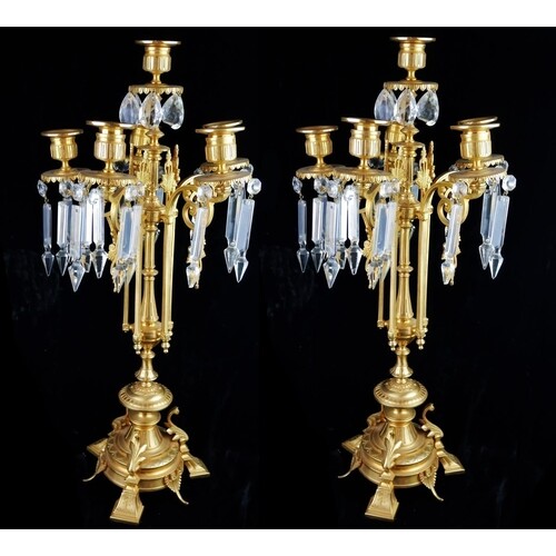 A PAIR OF FINE 19TH CENTURY FRENCH LOUIS XV STYLE GILT BRONZ...