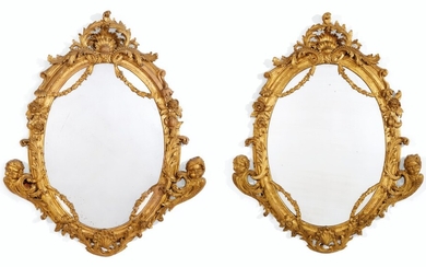 A PAIR OF GEORGE II GILTWOOD MIRRORS, IN THE MANNER OF JOHN VARDY, CIRCA 1745-50