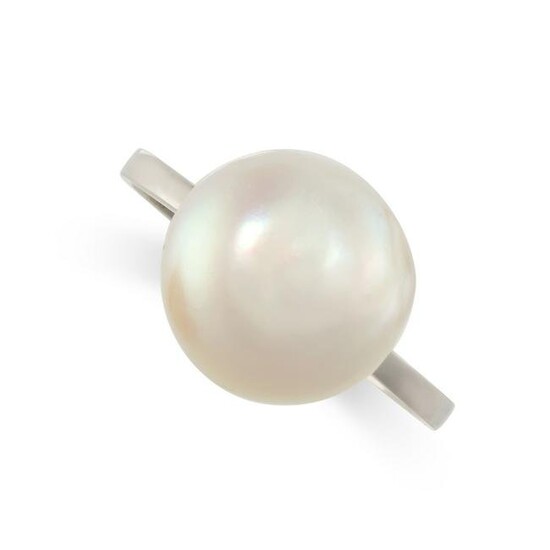 A PEARL DRESS RING the band set with a pearl of 11.3mm