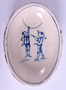 A RARE 18TH CENTURY FRENCH FAIENCE OVAL DISH possibly