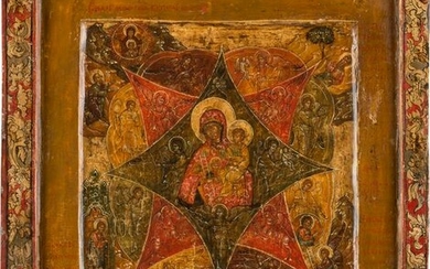 A RARE AND LARGE ICON SHOWING THE MOTHER OF GOD 'THE