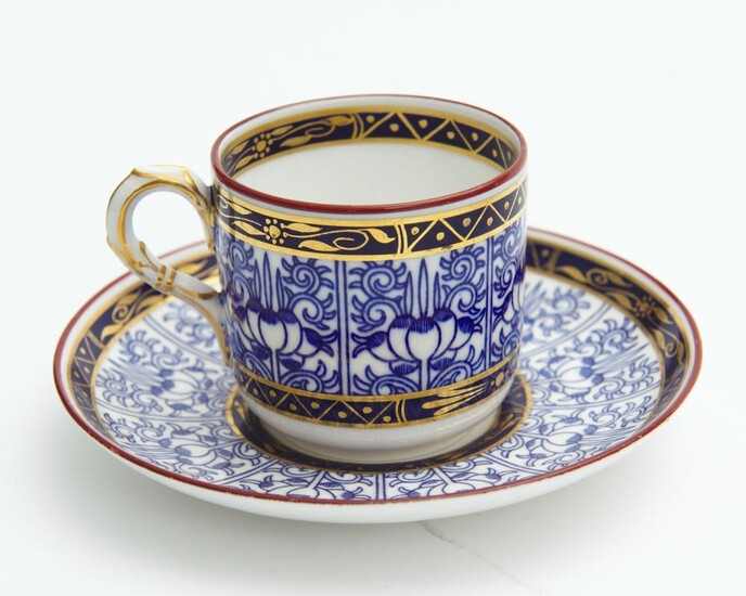 A ROYAL WORCESTER 'ROYAL LILY' DEMI TASSE COFFEE CUP AND SAUCER, LEONARD JOEL LOCAL DELIVERY SIZE: SMALL