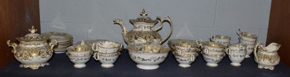 A 19th century part tea service with teapot, milk jug,...