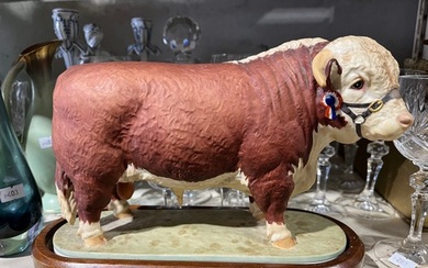 A Royal Worcester model of a Hereford Bull, modelled by Dori...