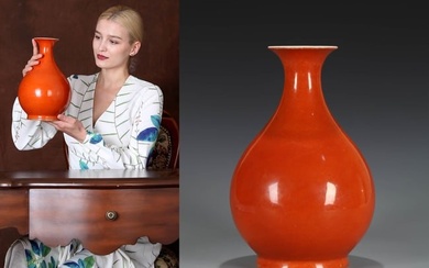 A SACRIFICIAL-RED-GLAZED PEAR-SHAPED VASE
