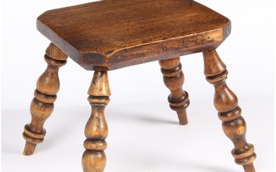 A SMALL EARLY 19TH CENTURY ELM STOOL, ENGLISH/WELSH, CIRCA 1...