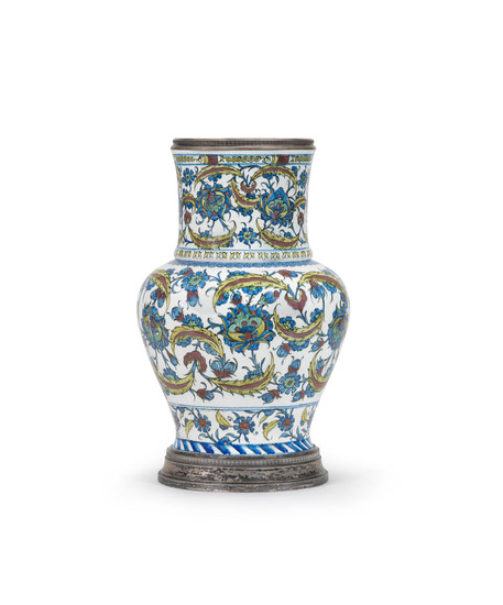 A Samson silver-mounted Iznik style porcelain vase
