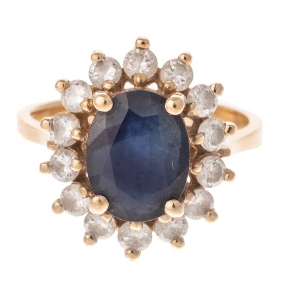 A Sapphire & Diamond Ring in 14K