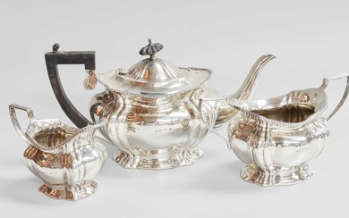 A Three-Piece Edward VII Silver Tea-Service, by John Hines, Birmingham,...
