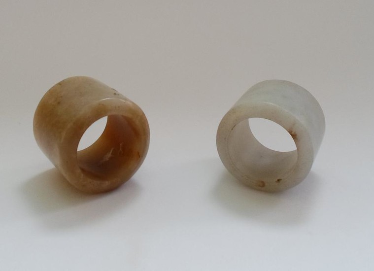A Two Chinese Jade Archer's Rings
