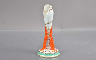 A Victorian porcelain tower shell and coral shaped spill-vase