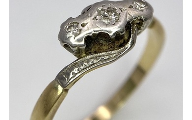 A Vintage 18K Yellow Gold, Platinum and Old Cut Diamond Cros...