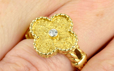 A brilliant-cut diamond and textured 'Vintage Alhambra' ring, by Van Cleef & Arpels.