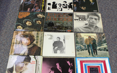 A collection of 1960s and 1970s LP records, including 'No 2' and 'Aftermath' by