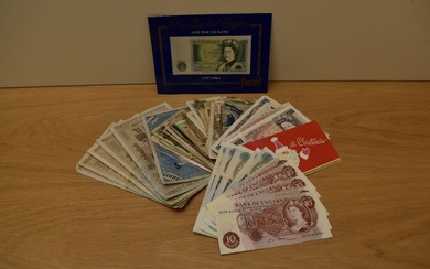 A collection of GB & World Banknotes, mint & used including 100 Pound in mint & used GB banknotes