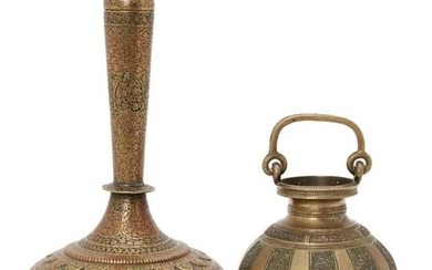 A copper and brass lota and a...