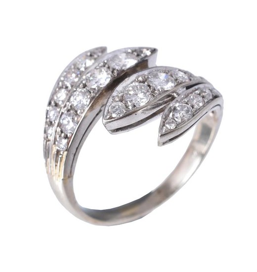 A diamond four row dress ring