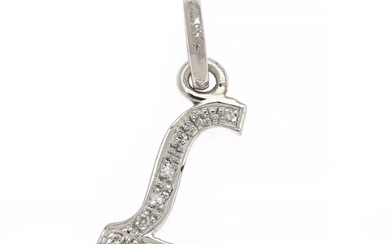 A diamond pendant in the shape of the letter “L” set with numerous brilliant-cut diamonds, mounted in 14k white gold. W. 1.1 cm. H. incl. eye-let 2.1 cm.