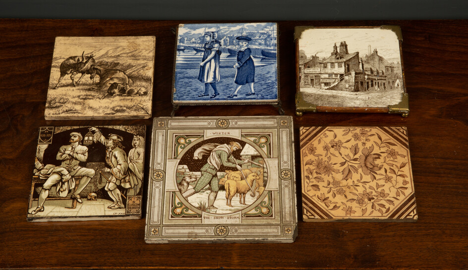 A group of six antique tiles