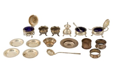 A mixed group of silver cruets
