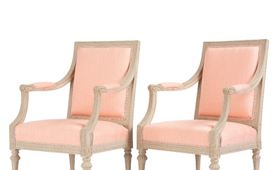 A pair of carved Gustavian armchairs, late 18th century