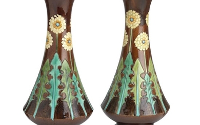 A pair of continental majolica vases