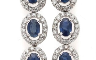 NOT SOLD. A pair of ear pendants each set with four sapphires and numerous diamonds, mounted in 14k white gold. L. app. 4.3 cm. (2) – Bruun Rasmussen Auctioneers of Fine Art